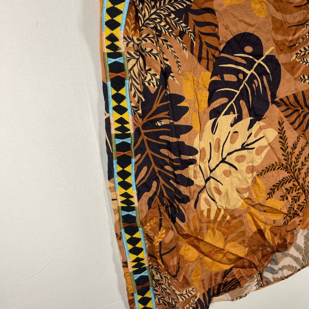 Farm Rio for Anthropologie Earthy Leaf Print Skirt size M - Picture 5 of 9